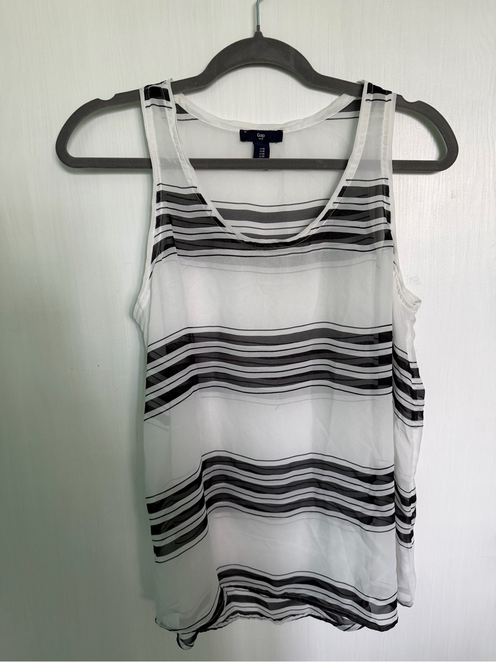 GAP White Sheer Tank with Black Horizontal Stripes